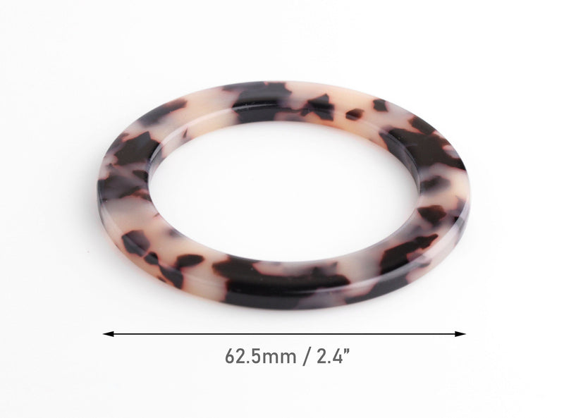 1 Large O Rings in Blonde Tortoise Shell, Connectors for Purse Hardware, Bikinis and Swimwear, Acetate, 2.4" Inch