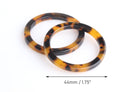 2 Tortoise Connectors, Plastic Rings 1.75 Inch, DIY Bikini Top Connector, Thick O-Ring, Tortoise Shell Ring, Flat Circle Pendant, RG070-44-TT