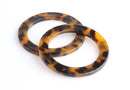 1 Large O-Ring Connectors in Tortoise Shell, For Swimsuits, Bikinis and Purse Straps, Cellulose Acetate, 2.4" Inch