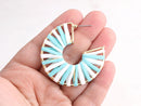 White and Mint Green Earring Components, 1 Pair, Gold Wide Hoop Earring Parts, Wholesale Hoops, Rafia Earrings, Braided Earrings, EAR055-47