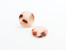 4 Sakura Charms, Pink Cherry Blossom Beads, 15mm Discs, Small Circle Coins, Acrylic Circles, Transparent Pink Tortoise Shell, CN115-15-PK04