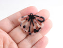 2 Fairy Wing Charms in Blonde Tortoiseshell, Cellulose Acetate, Great for Earring Jackets, 35.5 x 30mm