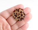 4 Tan Leopard Print Beads, Animal Print, Cheetah Print, Leopard Spots Earring Supplies, Flat Acrylic Discs, Necklace Blanks, CN119-30-LP02