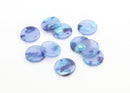 4 Flat Round Drops in Blue Tortoise Shell, Dark Blue Acetate Charms, Circle Blanks Half Inch Discs, Small Bracelet Charms, CN120-15-U03