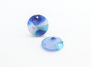 4 Flat Round Drops in Blue Tortoise Shell, Dark Blue Acetate Charms, Circle Blanks Half Inch Discs, Small Bracelet Charms, CN120-15-U03