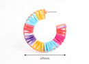 Raffia Earring Findings, 1 Pair, 2 inch Hoops, Rainbow Hoop Earrings Pastel Goth, Rainbow Ombre Earring Components, Wide Hoops, EAR057-49