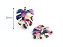 2 Palm Leaf Earring Charms, Tropical Leaf Beads, Monstera Plant, Jungle Leaves, Pink Monstera Dangles, Colorful Tortoise Shell, FW028-30-KMC