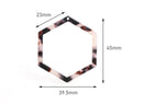 2 Open Hexagon Connectors, Blonde Tortoise Shell, Ring Links, Great for Resin Settings, Cellulose Acetate, 45mm