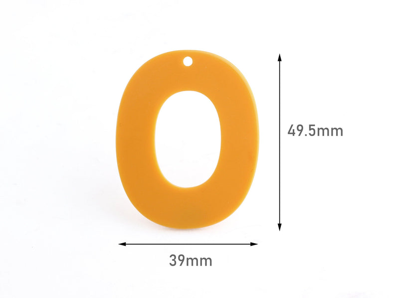 2 Large Oval Rings, Butterscotch Orange, Great for Earring Charms, Acrylic, 49.5 x 39mm