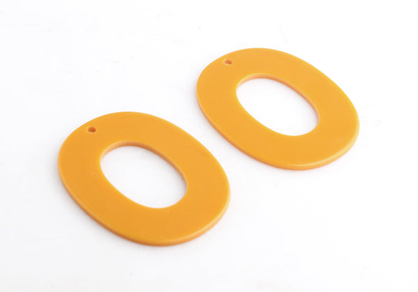 2 Large Oval Rings, Butterscotch Orange, Great for Earring Charms, Acrylic, 49.5 x 39mm