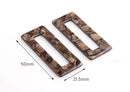 2 Resin Rectangles in Dark Brown Tortoise Shell, Flat Rectangle Blanks, Large Plastic Blank, Acetate Acrylic Earring Blanks, DX054-50-BR01