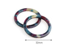 2 Craft Rings in Galaxy Colors, Findings Acetate Rings, Round Bezel for Resin, Open Back Bezel Setting, Lucite Tortoise Shell, RG062-32-GXY