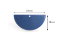 2 Dark Blue Semi-Circle Charms, Cellulose Acetate Plastic, 37 x 18mm