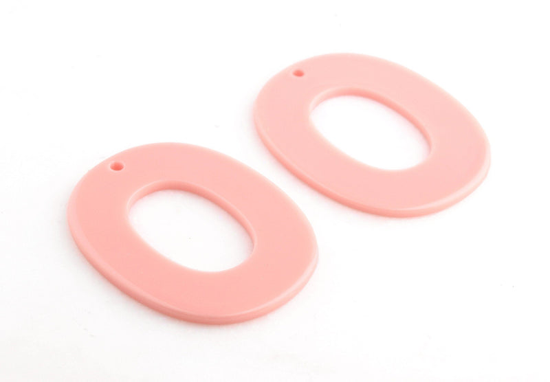 2 Light Rose Beads, Solid Pink Acrylic Earring Blanks, Peach Beads Skin Tone, Oval Links, Big Drop Earrings, Large Oval Hoops, VG035-49-PK05