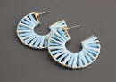 Blue Raffia Earring Parts, 1 Pair, Gold Wire Frame Earrings, Woven Hoops, Wicker Earrings, Wide Hoop Earring Supply, 2 Inch Hoops, EAR056-47
