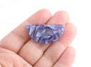 2 Cornflower Blue Half Moon Charms, Cellulose Acetate, 37 x 18mm