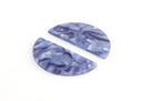 2 Cornflower Blue Half Moon Charms, Cellulose Acetate, 37 x 18mm
