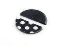 2 Half Circle Pendants, White and Black Polka Dots, Cellulose Acetate, 37 x 18mm