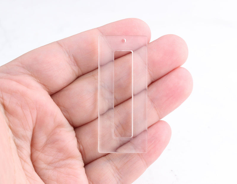 2 Clear Acrylic Beads, Rectangle Blank Acrylic Glass, Transparent Acrylic Earring Blank, Clear Plexiglass, Resin Bezel Setting, DX055-50-CLR