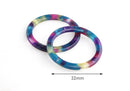 2 Flat Ring Charms in Purple Green Tortoise Shell, Round Links, Mardi Gras Bead, Acetate Circles, Plastic Rings, Marble Resin, RG063-32-GXY2