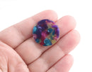 4 Thick Flat Discs in Colorful Tortoise Shell, Pink Purple Green, Blank Acrylic Discs, 25mm Blank Charms, One Hole Circle, CN136-25-GXY2
