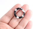 4 Connector Rings, Black and White Tortoise Shell Link, Resin Tortoise Bead, Bracelet Link, Donut Ring Link, Circle Ring 2 Holes, RG072-25-BW
