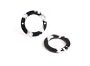 4 Connector Rings, Black and White Tortoise Shell Link, Resin Tortoise Bead, Bracelet Link, Donut Ring Link, Circle Ring 2 Holes, RG072-25-BW