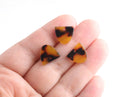 4 Mini Half Circle Charms in Tortoise Shell, Tiny Shapes, Cellulose Acetate, 13 x 11.5mm