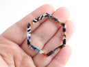 2 Acrylic Laser Cut Hexagon Pendant, Multicolor Tortoise Shell, Plastic Colorful Rings, Cellulose Acetate Charm, Linking Rings, DX071-45-DMC