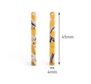 4 Long Stick Bar Dangles, Sunflower Yellow Tortoise Shell and White, Cellulose Acetate, 45 x 4mm