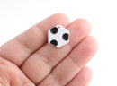 4 Acrylic Charms with Polka Dots, Hex Beads, Geometric Charms White Black Dots, Hexagon Earring Components, One Sided Charms, DX072-17-WDOT