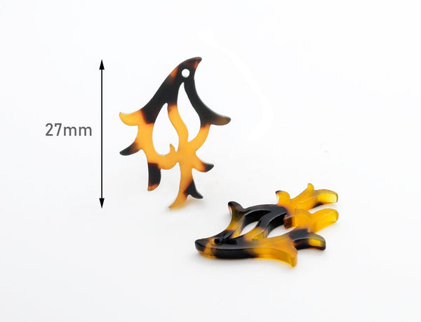 2 Acrylic Antler Pendants in Faux Tortoise Shell, Chandelier Earring Findings, Deer Antler Necklace, Coral Branch Charms, XY010-27-TT