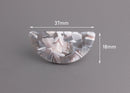 2 Half Moon Earring Components, Dove Grey Tortoise Shell, Acetate, 37 x 18mm