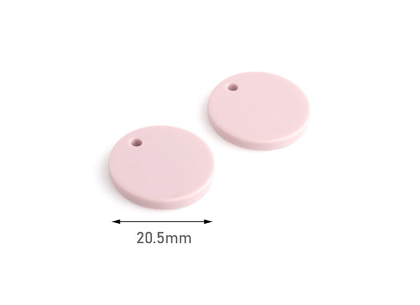 2 Dusty Pink Circle Discs, 2mm Hole, Acrylic Blanks, 20.5mm