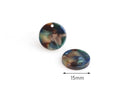 4  Round Circle Sequin Charms, Blue Green Brown, Dot Charms, Acetate Tortoise Shell Supply, Plastic Disc Blanks, Earth Tones, CN138-15-ETH