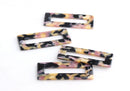 2 Open Rectangle Blanks, Black Yellow Pink, Patterned Charm, Acetate Earring Blank, Black Marble Bead, Tortoise Shell Findings, DX056-50-BK02