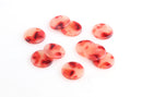 4 Small Circle Tags, Red Tortoise Shell Bracelet Charms, Red Marble Beads, Smooth Circle, Acrylic Acetate Earring Blanks, CN140-15-RD01