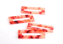 2 Cutout Rectangle Blanks, Translucent Red Tortoise Shell Earring Supplies, Marbled Red Acetate Pendant, Red Amber Beads, DX058-50-RD01