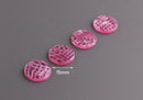 4 Disc Circle Charms in Pink Tortoise Shell, Criss Cross, Transparent Pink Acrylic Bead, Small Round Circle, Pink Fluorescent, CN142-15-PK07