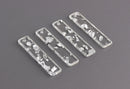 4 Clear Acrylic Blanks with Silver Flakes, Silver Glitter Acrylic, Clear Silver Foil, Dangle Earring Parts, Rectangle Bar, BAR039-36-CSF