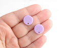4 Flat Round Studs in Lavender Purple, Purple Acrylic Blanks 14mm, Small Circle Stud with Hole, Light Purple Earring Parts, EAR061-14-PL04