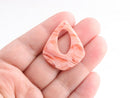 4 Coral Pink Charms, Light Pink Teardrops, Peach Acrylic Acetate Earring Blanks, Beachy Jewelry, Pink Tortoise Shell Beads, TD030-34-PK08