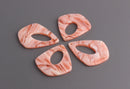 4 Coral Pink Charms, Light Pink Teardrops, Peach Acrylic Acetate Earring Blanks, Beachy Jewelry, Pink Tortoise Shell Beads, TD030-34-PK08