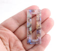 2 Gray Acetate Pendant Blanks with Color Flash, Keychain Blank, Glitter Acrylic Shape, Flat Rainbow Bead, Gray Tortoise Shell, DX059-50-MC02