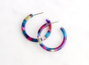 Mardi Gras Tortoise Shell Hoop Earring Parts, 1 Pair, Colorful Hoop Earring Supply, Acrylic Purple Hoops, Teal Green Hoops, EAR052-30-GXY2