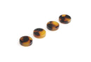 4 Simple Charms in Tortoiseshell, Flat Round Disc Blanks, Cellulose Acetate, 10mm