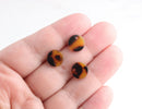 4 Simple Charms in Tortoiseshell, Flat Round Disc Blanks, Cellulose Acetate, 10mm