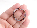 2 Connector Rings with 1 Hole, Smoky Brown Tortoise Shell, Cellulose Acetate, 32mm