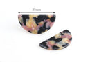 2 Semi-Circle Earring Components in Black Yellow Pink, Half Moon Pendant, Acetate Half Circle, Acrylic Crescent Moon Charms, CN153-37-BK02