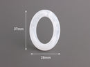 4 Large Oval Ring Links, Translucent White, 37 x 28mm
